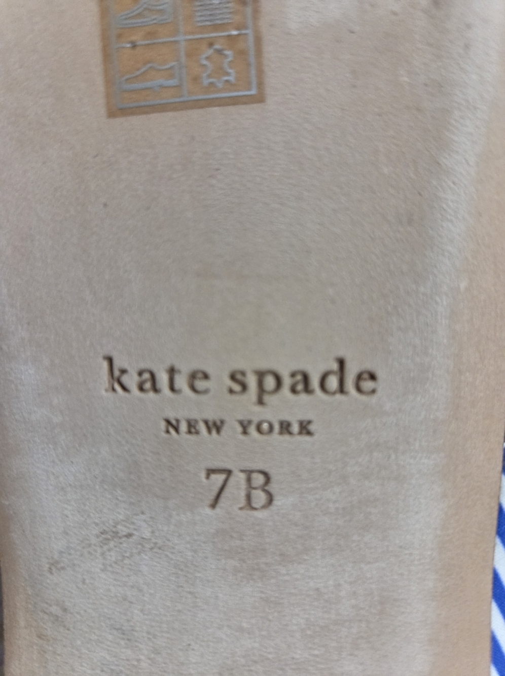 Kate Spade Striped Blue and White Triple-Strap Slide Sandals. Sz 7B - Picture 2 of 9